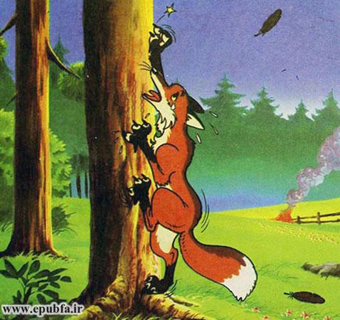 پوست تنهی درخت صاف بود و روباه سُر میخورد و پایین میافتاد.